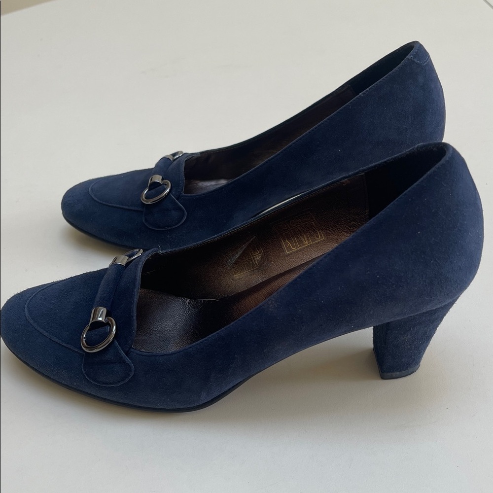 🔥 ZODICAO Elegant Navy Blue leather Women's Heels Size 37 MADE IN FRANCE - Picture 7 of 8